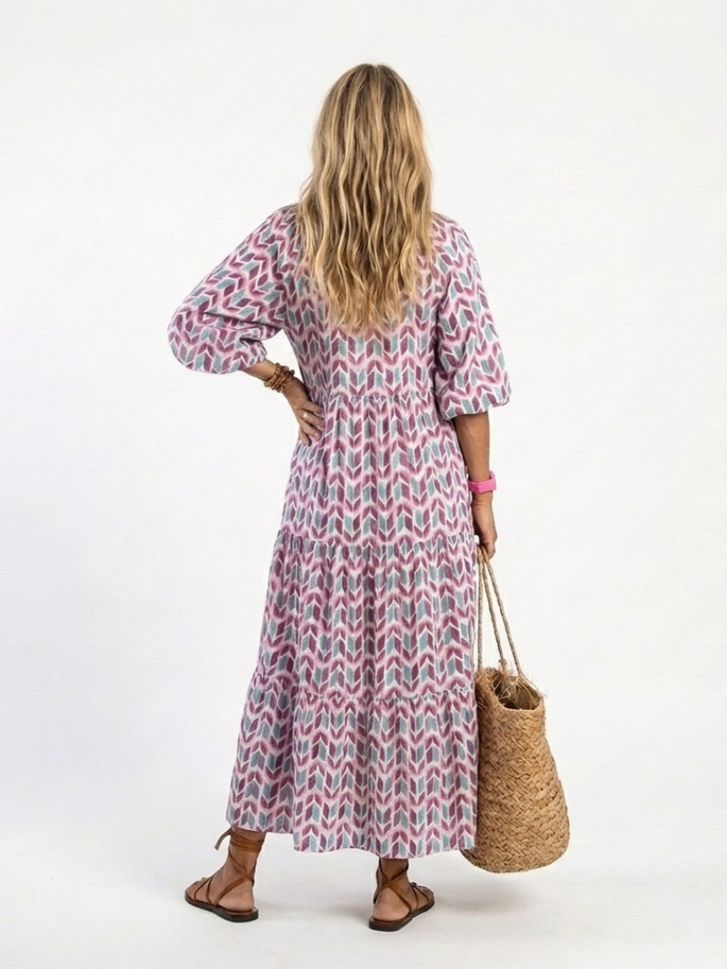 Mireya™ | Tummy-Flattering Geometric Midi Dress