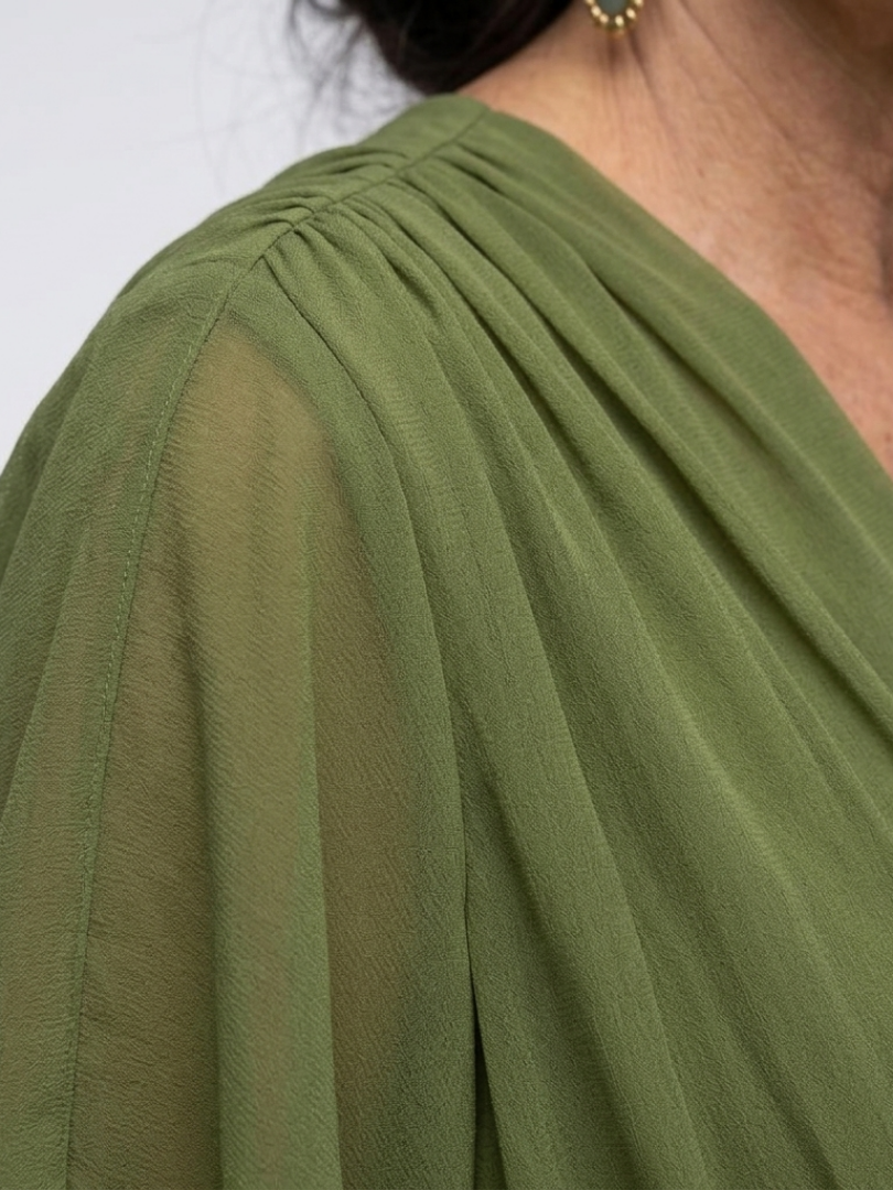 Elysia™ | Tummy-Flattering Draped Midi Dress
