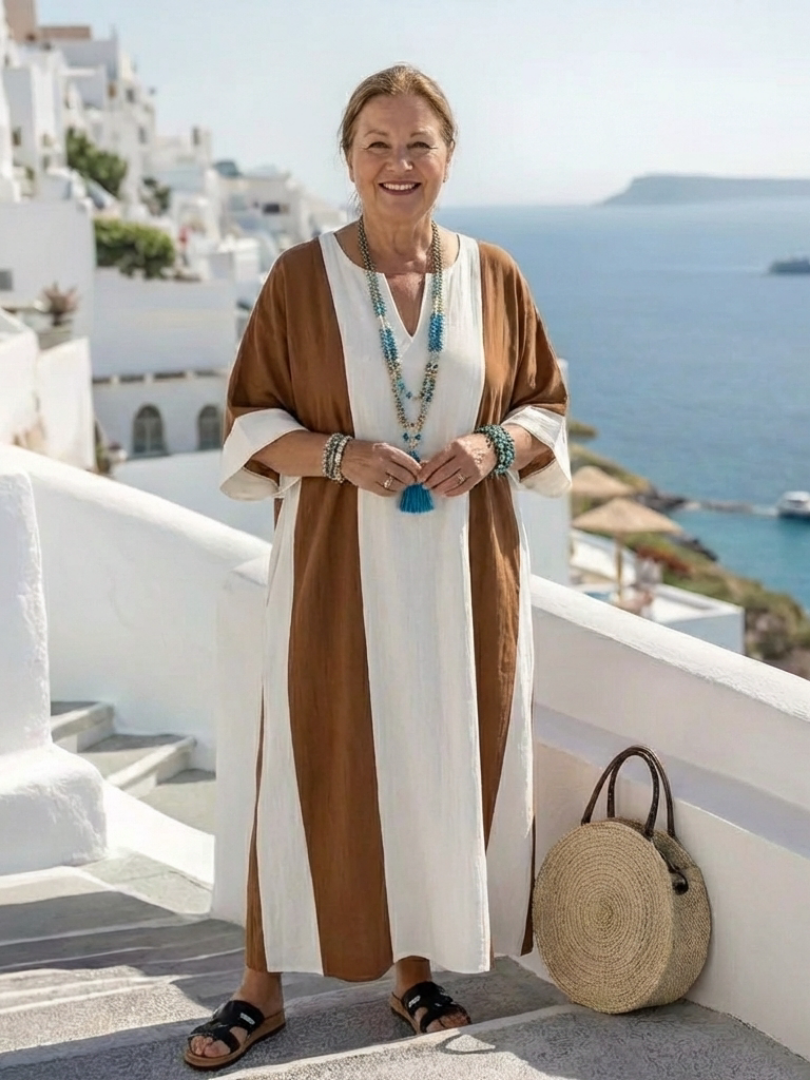 Isabella™ | Tummy-Flattering Color Block Maxi Dress