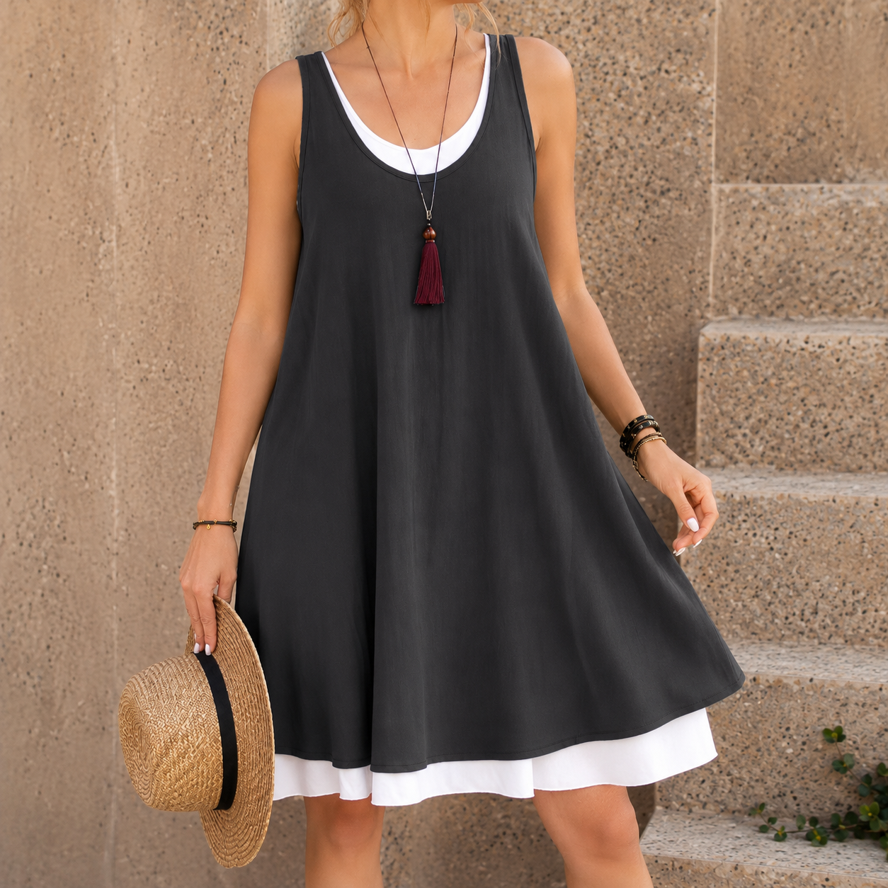 Hazel™ | Sleeveless Tummy-Flattering Midi Dress with Pockets