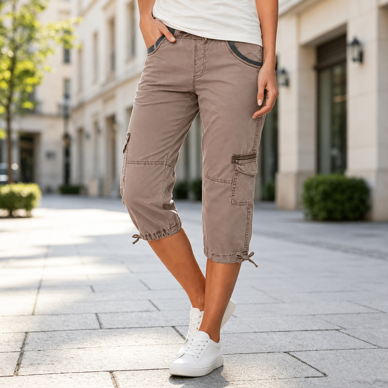 Lily™ | High-Waisted Tummy-Flattering Cargo Capri Pants