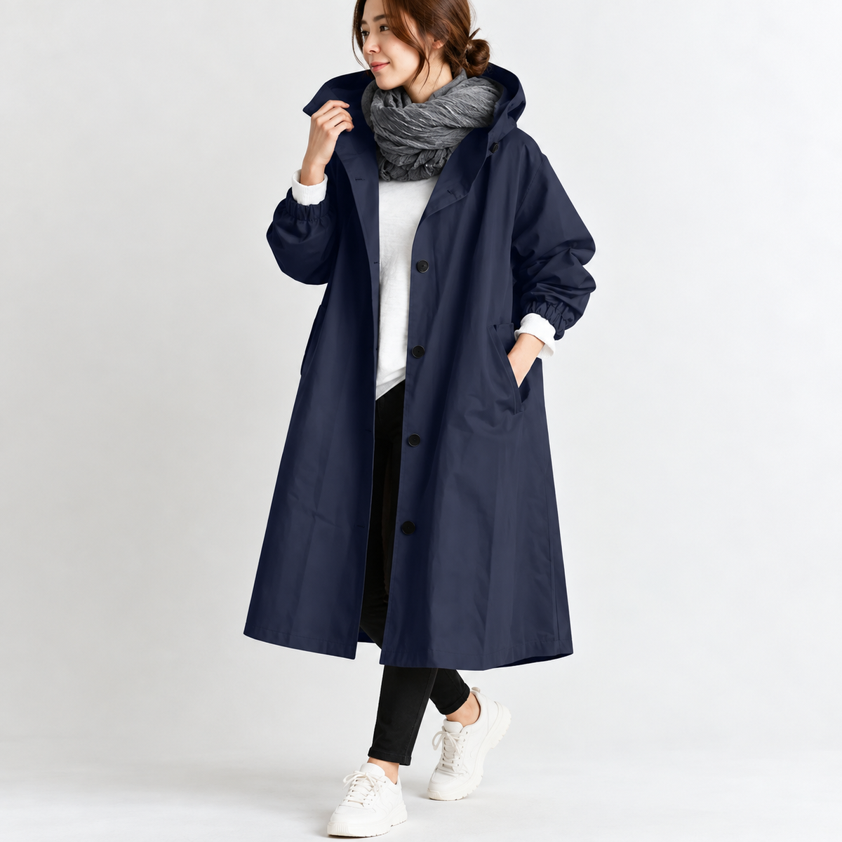 Patricia™ | Long Trench Coat with Hood