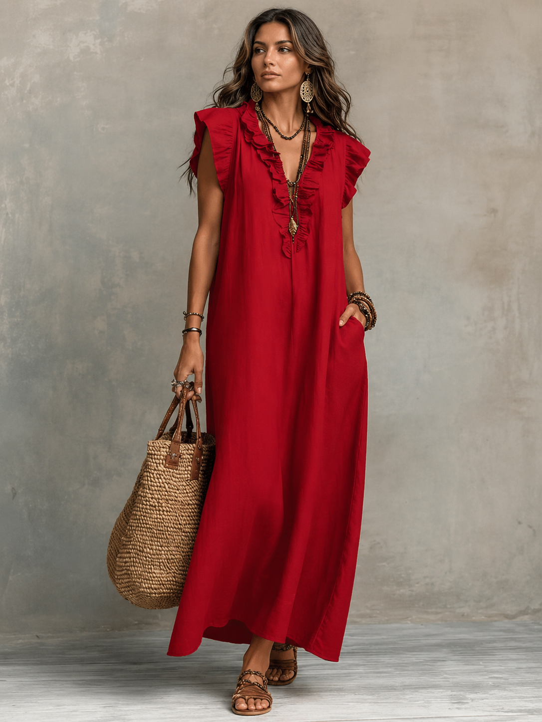 Stella™ | Elegant Tummy-Flattering Maxi Dress with V-Neck