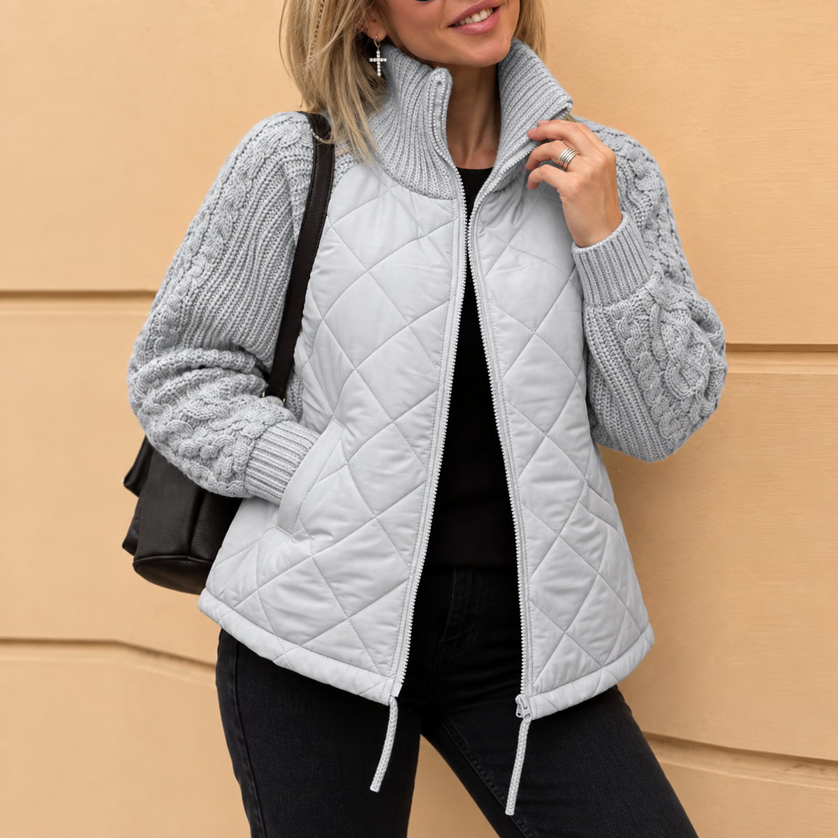 Karen™ | Warm Padded Jacket with Knitted Sleeves