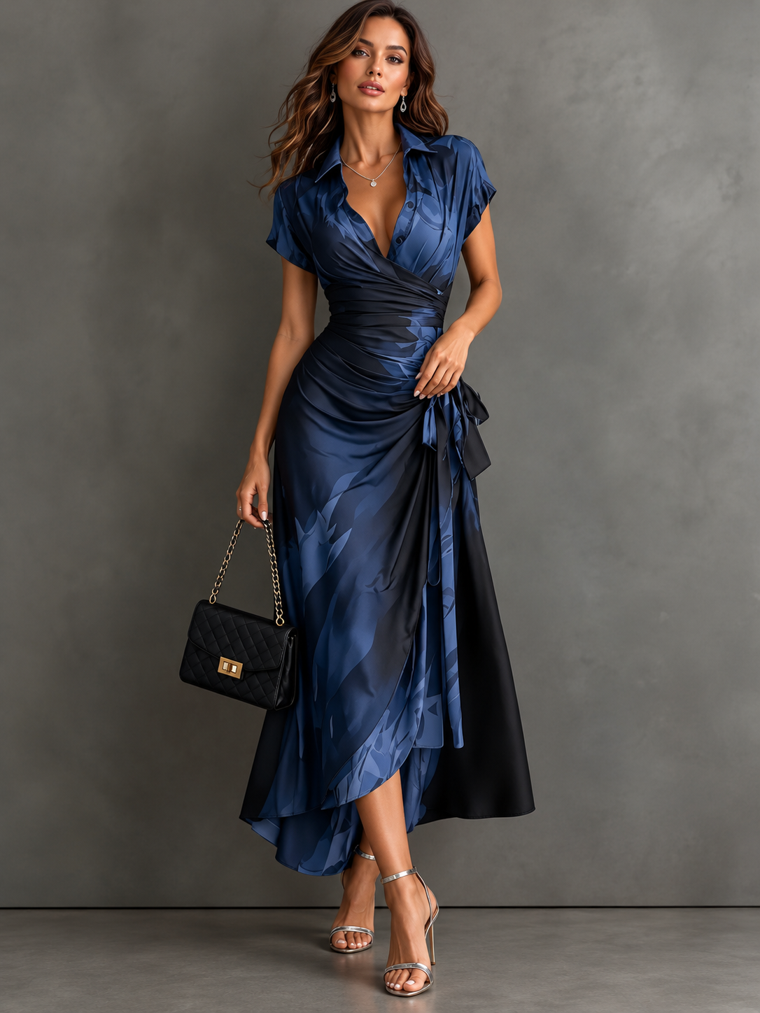 Susan™ | Tummy-Control Wrap Dress with Abstract Print