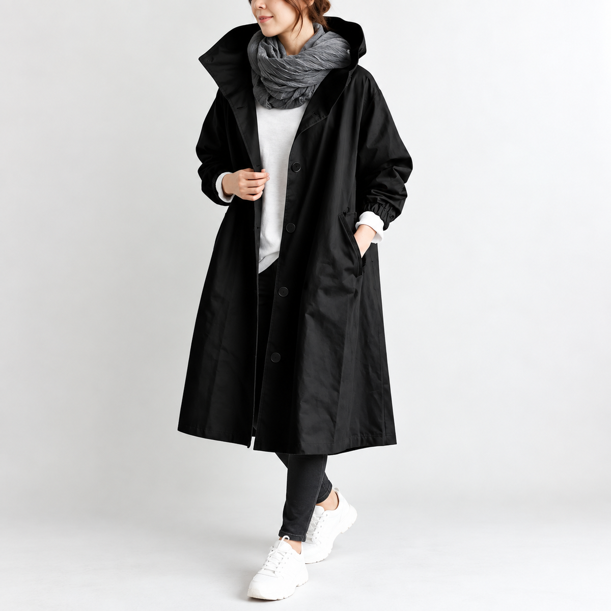 Patricia™ | Long Trench Coat with Hood