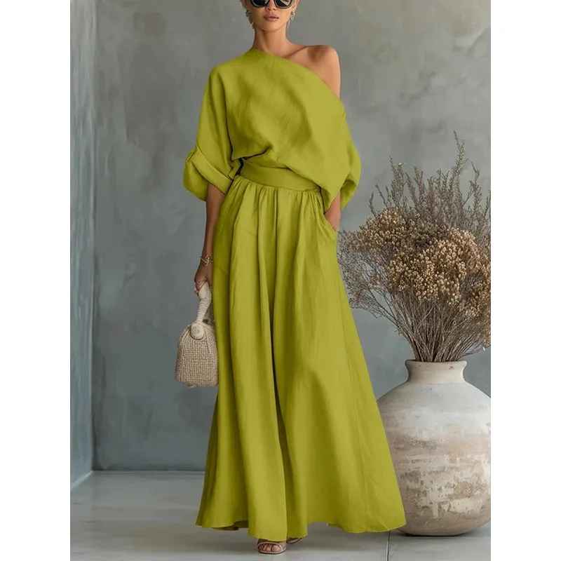 Lisa | Off-Shoulder Soft Top and Fitted Pants Set