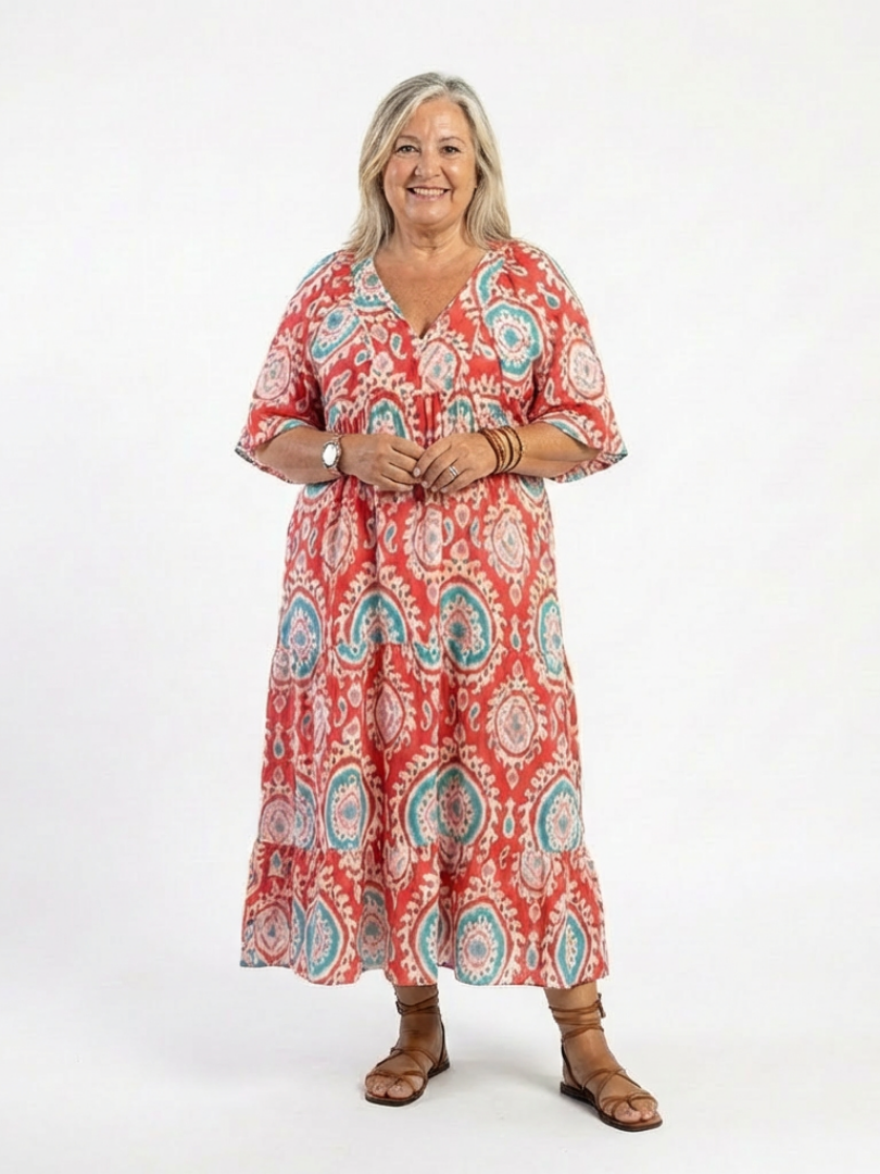Zaria™ | Tummy-Flattering Paisley Midi Dress