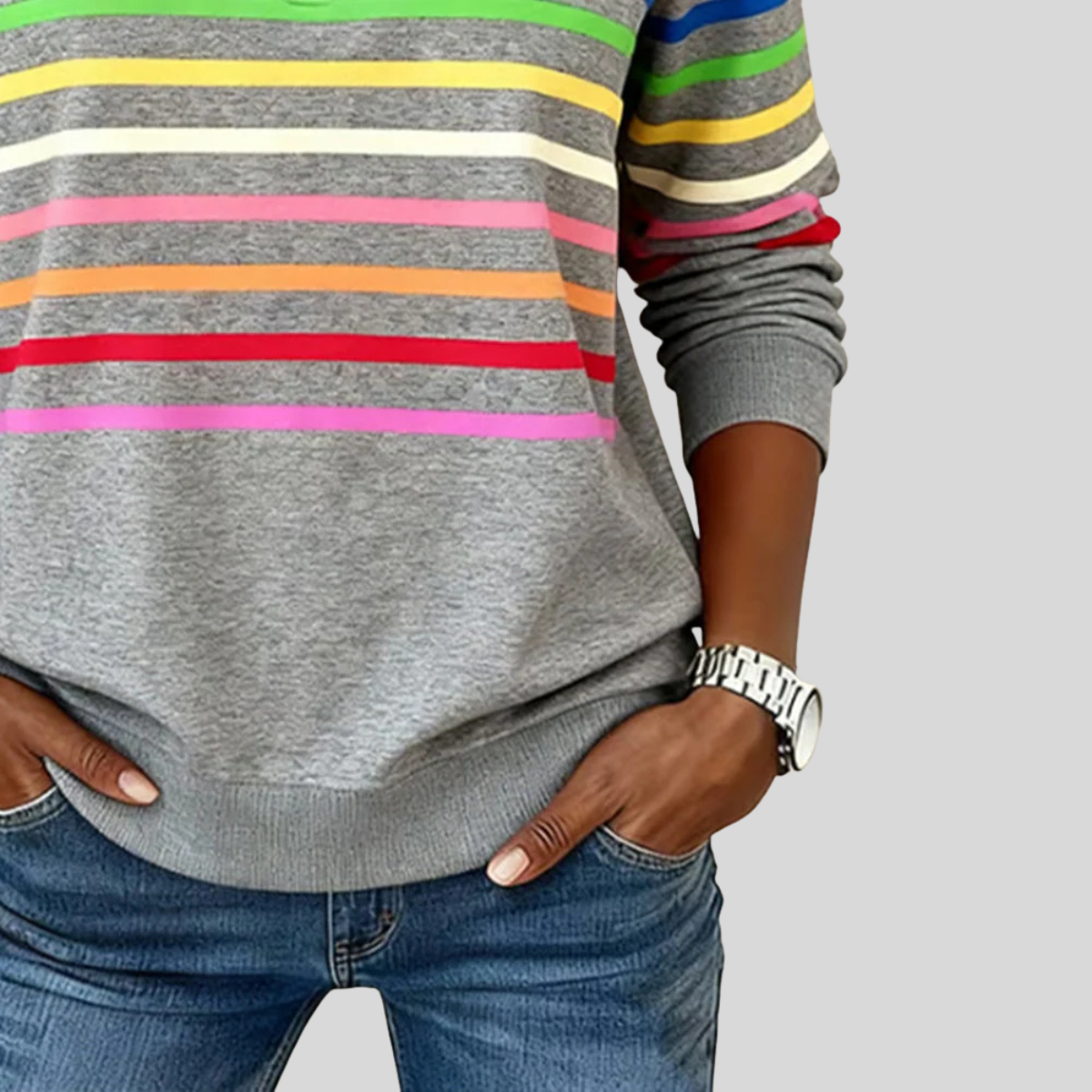 Susan™ | Colorful Striped Sweater with Quarter Zip 4