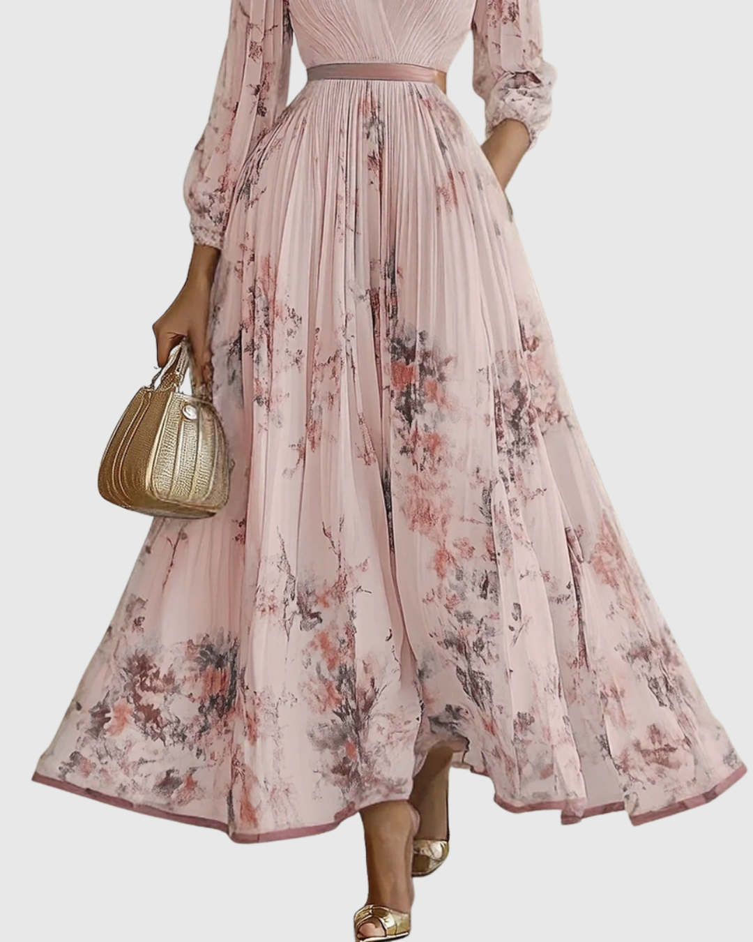 ROWELLA | Elegant Pleated Maxi Dress