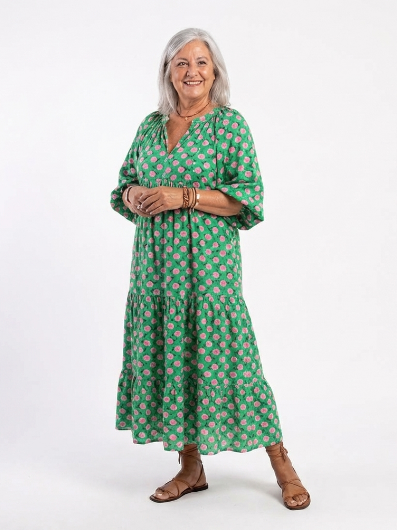 Fiora™ | Tummy-Flattering Floral Midi Dress