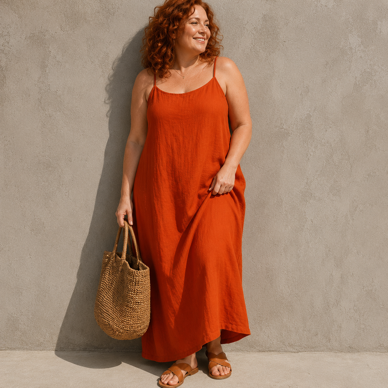 Ivara™ | Belly-Covering Linen-Look Maxi Dress