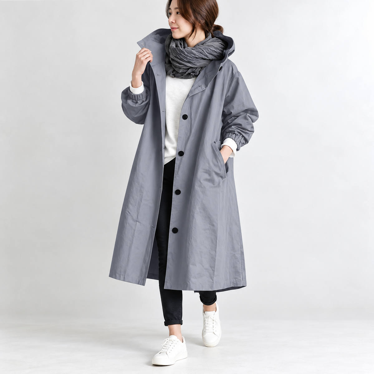 Patricia™ | Long Trench Coat with Hood