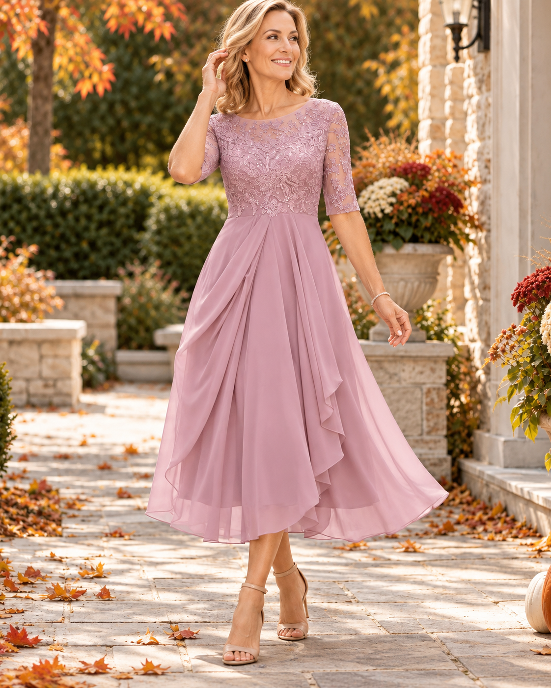 Deborah™ | Tummy-Control Lace Midi Dress