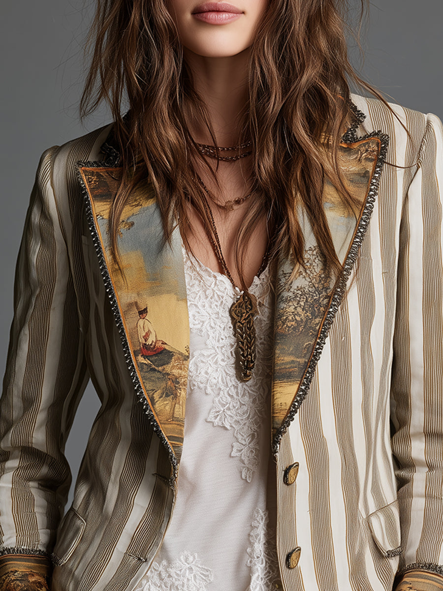 Carol™ | Bohemian Blazer with Stripes
