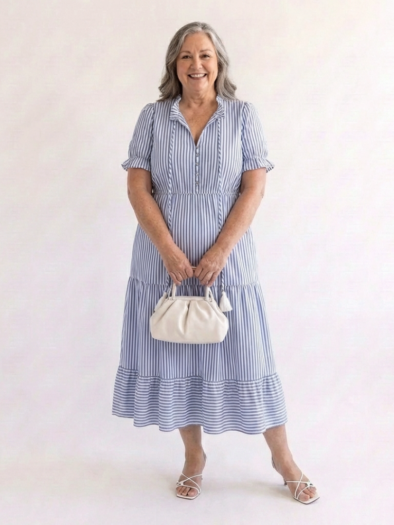 Dakota™ | Tummy-Flattering Striped Midi Dress