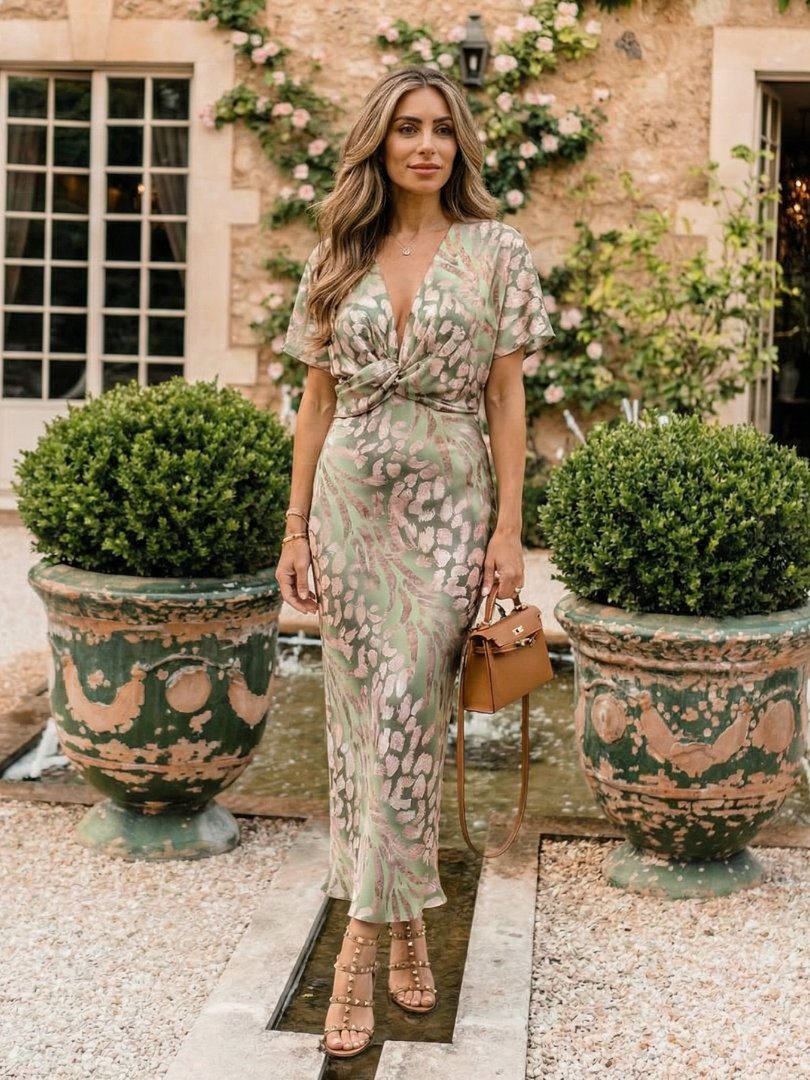 Coralie™ | Tummy-Flattering Abstract Midi Dress