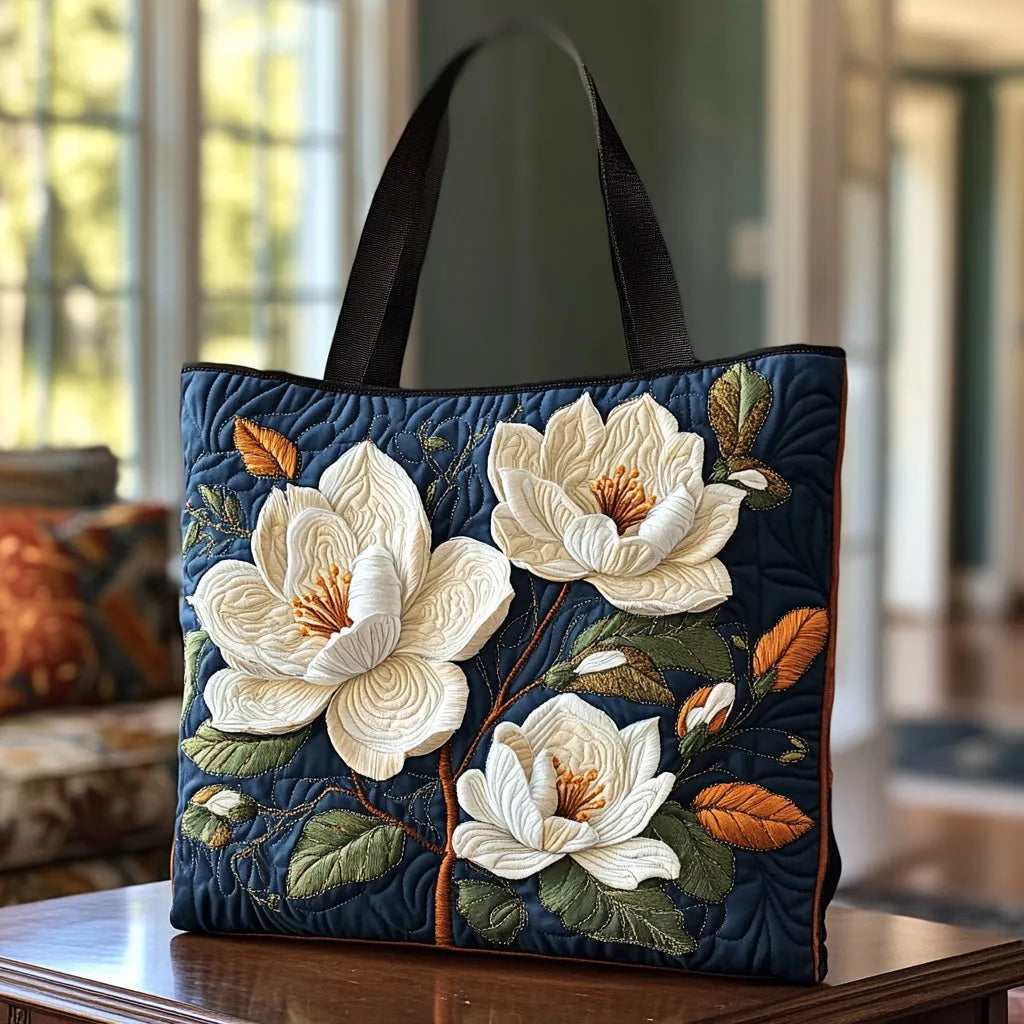 Quilted Artisan Bag with Magnolia