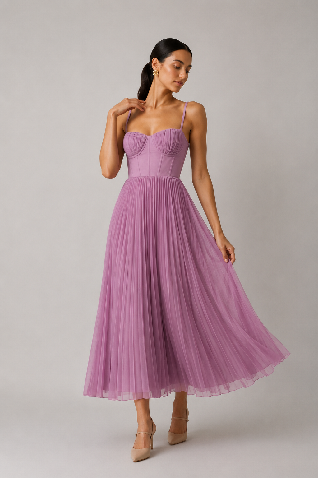 Lily™ | Elegant Tummy-Flattering Pleated Maxi Dress
