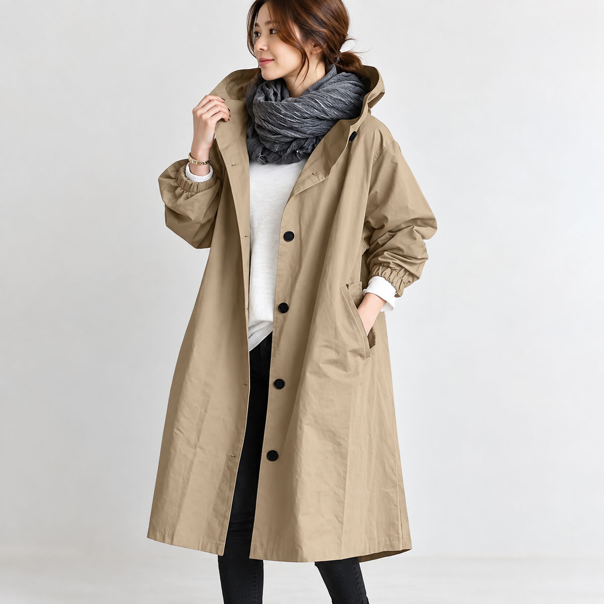 Patricia™ | Long Trench Coat with Hood