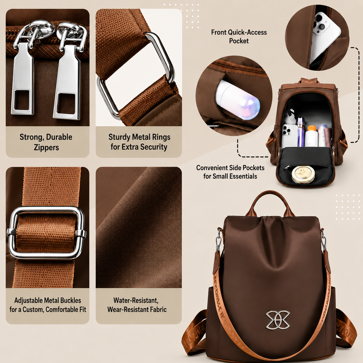 Stella™ | Elegant Anti-Theft Backpack with Hidden Zipper
