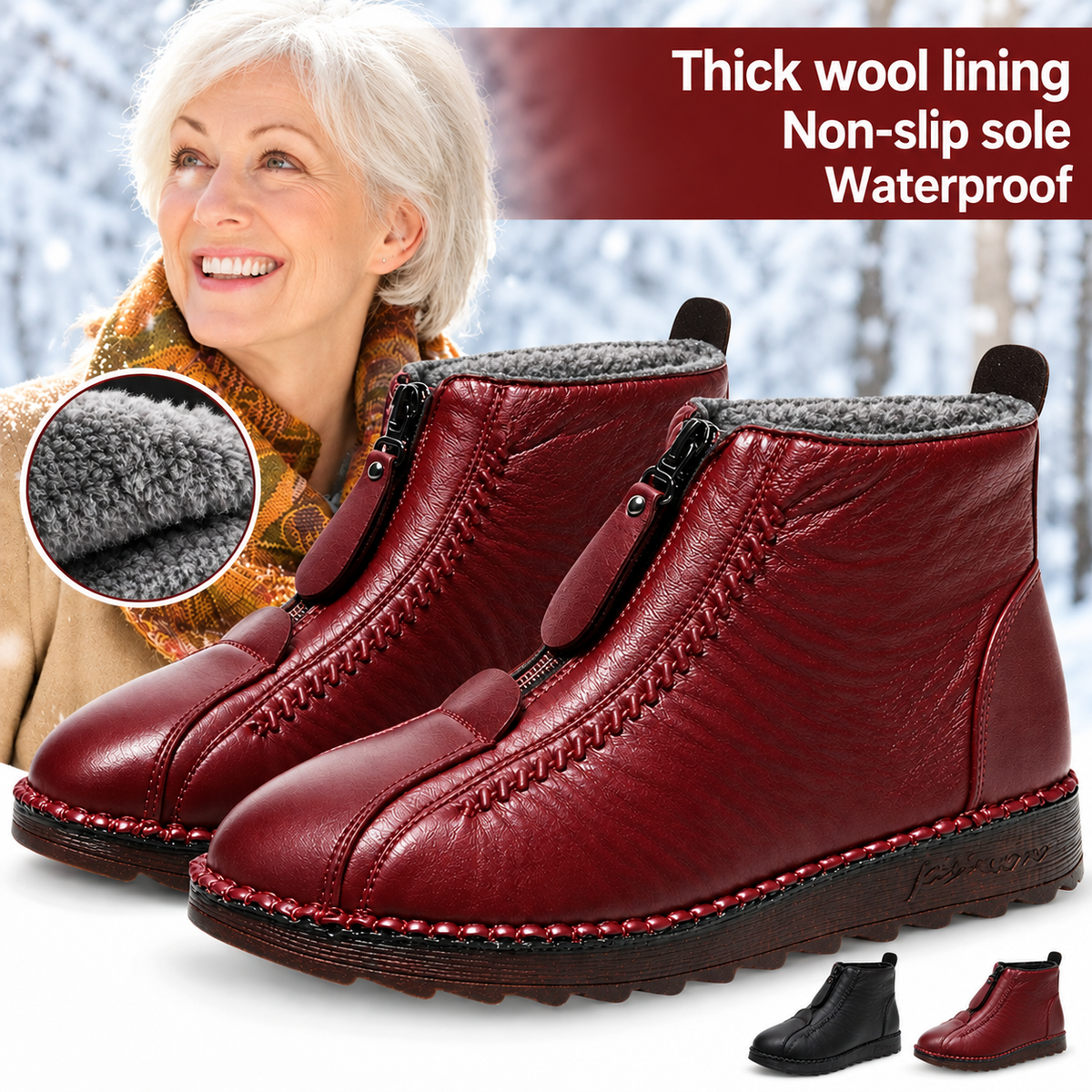 Sandra™ | Orthopedic Leather Ankle Boots with Zipper