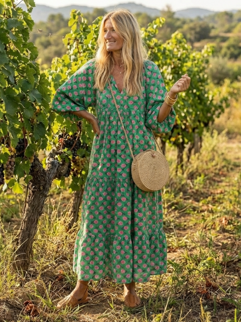Fiora™ | Tummy-Flattering Floral Midi Dress