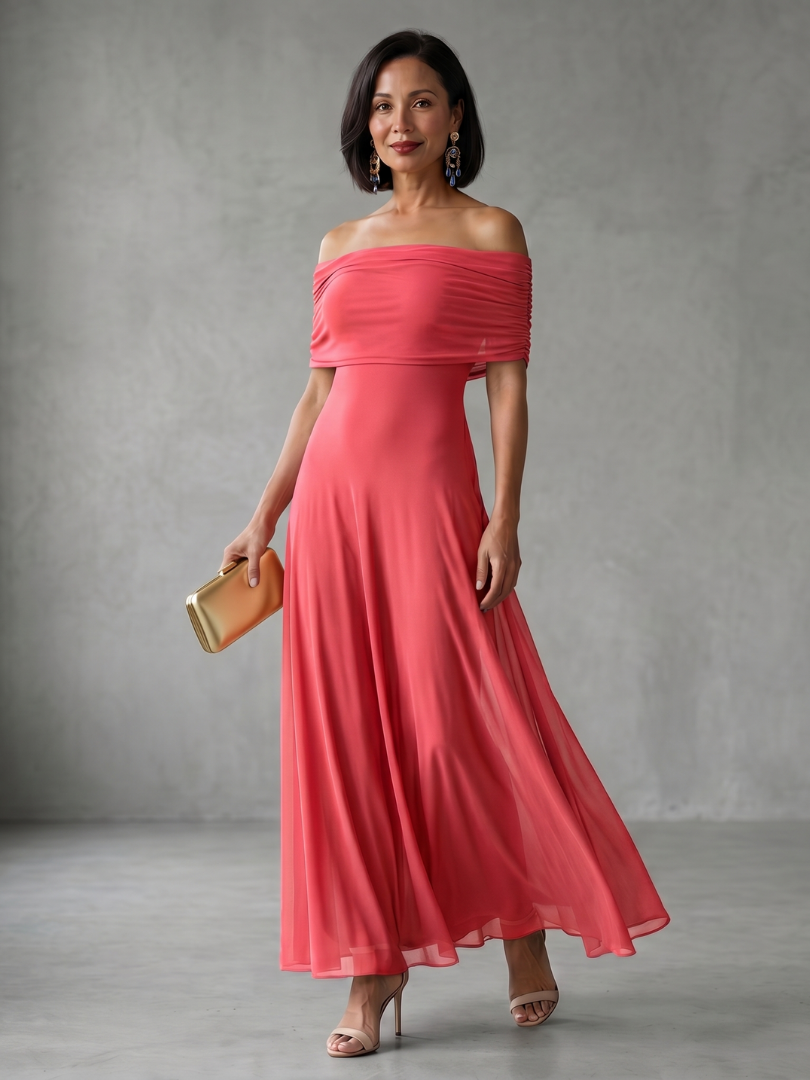 Juni | Off Shoulder Draped Midi Dress