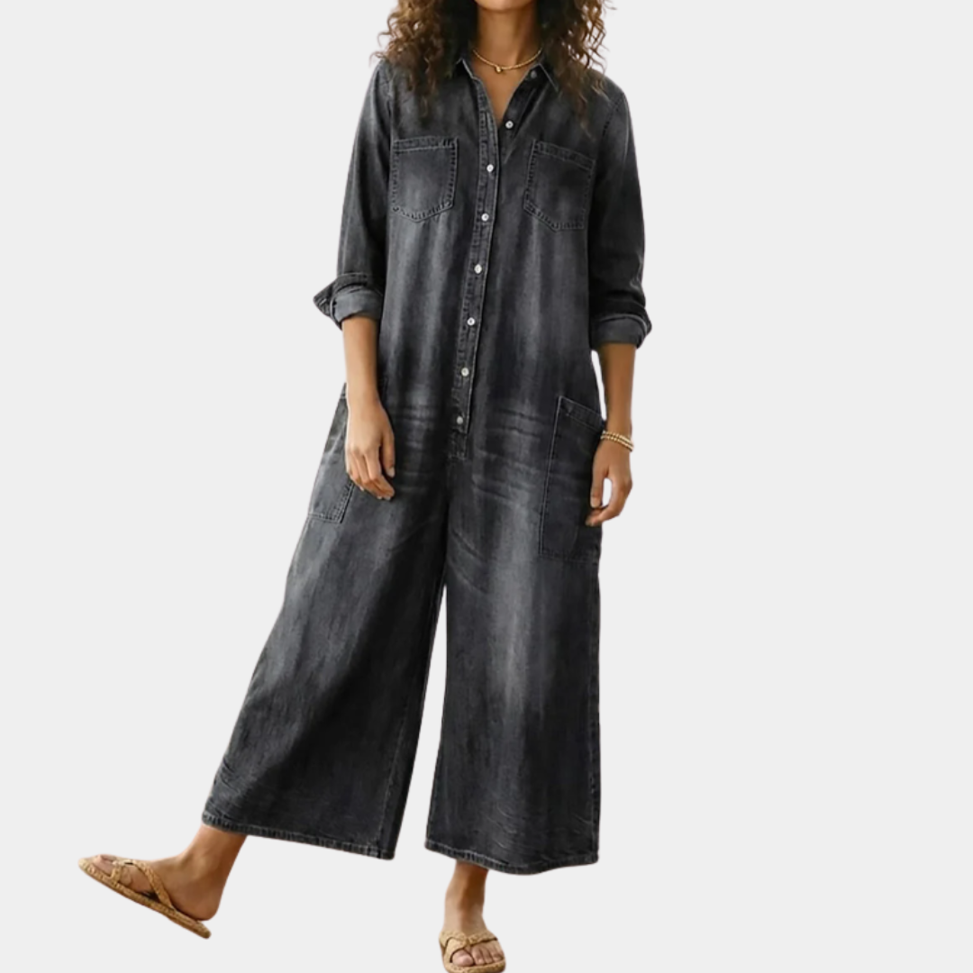 Harper | Relaxed Wide-Leg Denim Jumpsuit