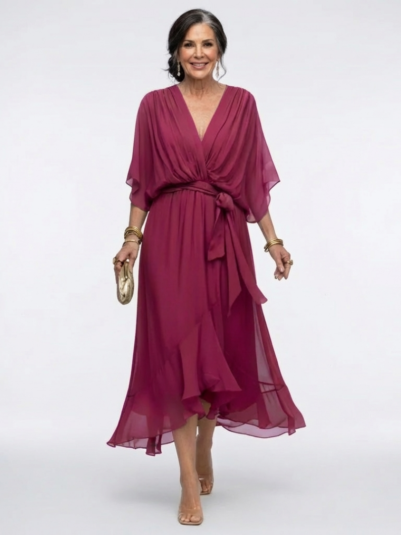 Elysia™ | Tummy-Flattering Draped Midi Dress