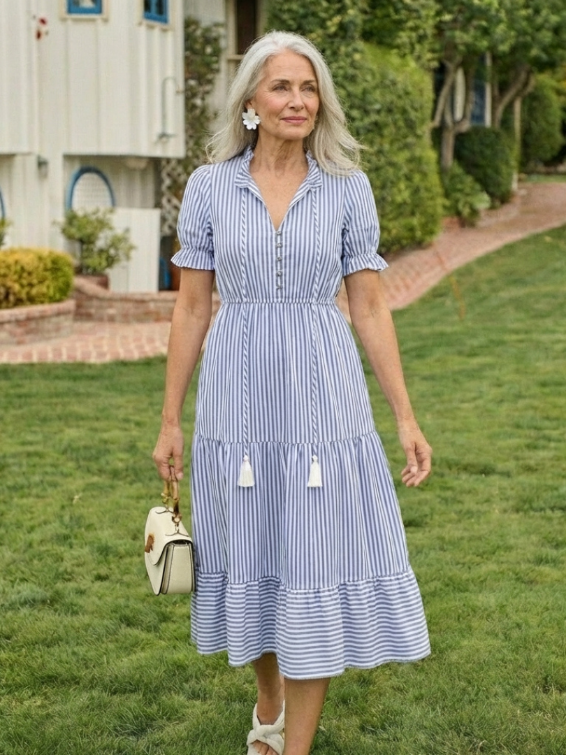 Dakota™ | Tummy-Flattering Striped Midi Dress
