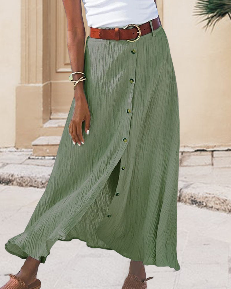 Syndy - Flowing Skirt with Buttons