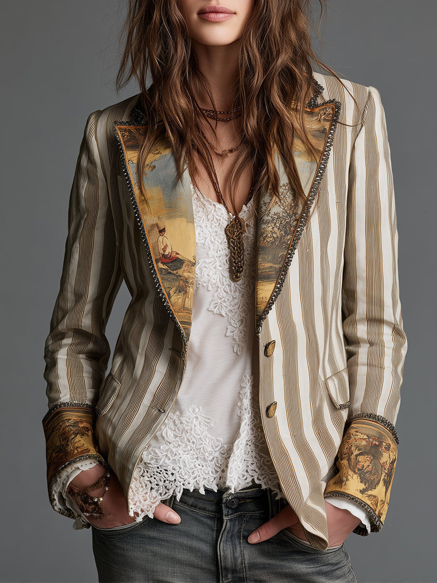Carol™ | Bohemian Blazer with Stripes