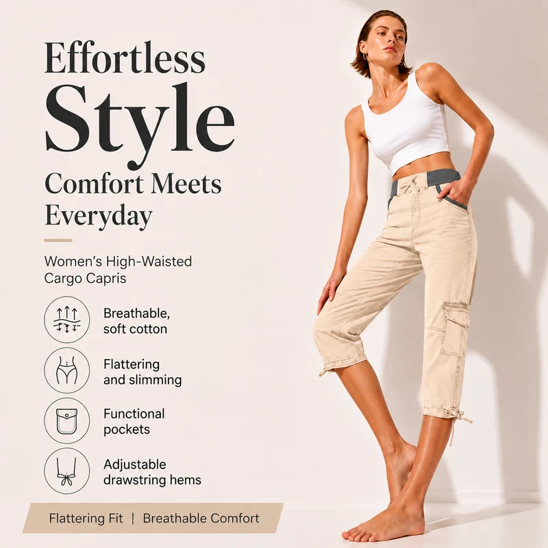 Lily™ | High-Waist Cargo Capri Pants With Pockets