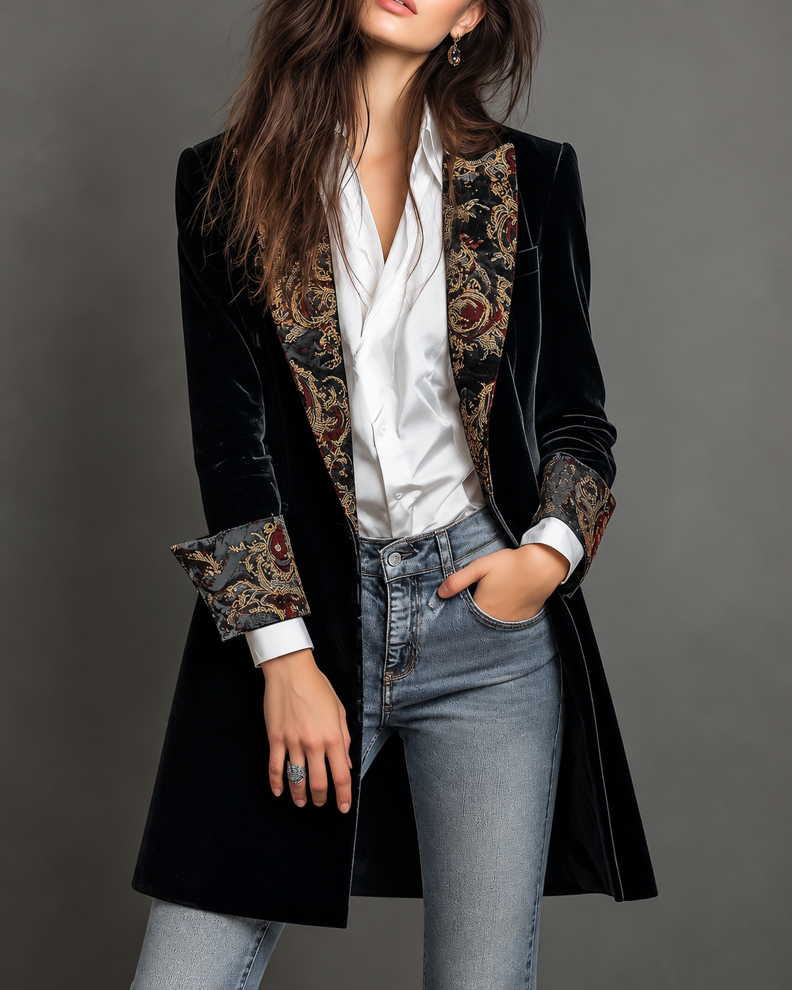 Sandra™ | Elegant Blazer with Baroque Print