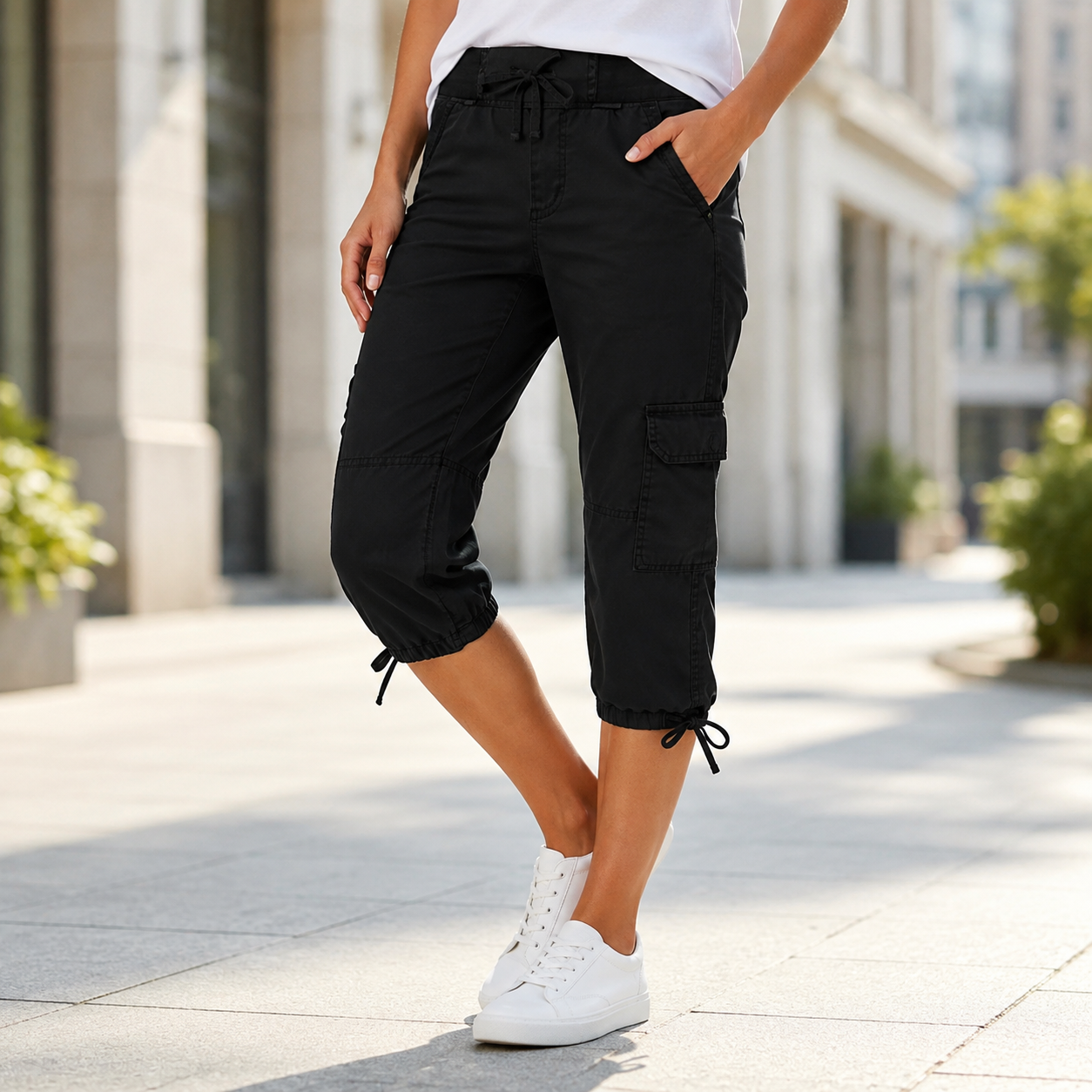 Lily™ | High-Waisted Tummy-Flattering Cargo Capri Pants