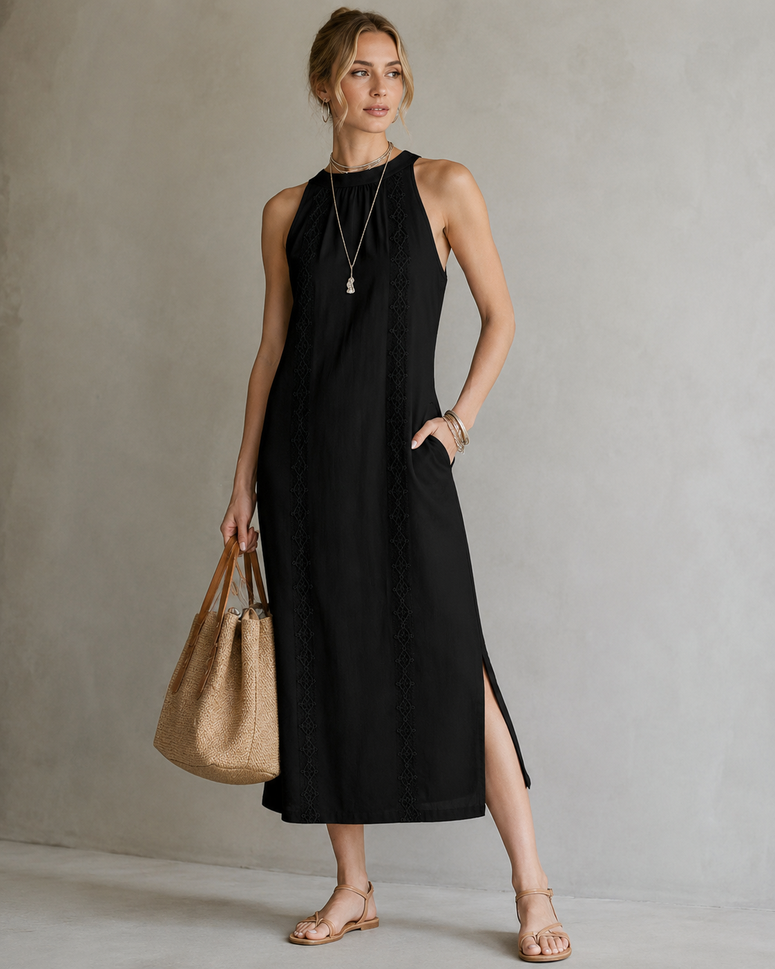 Bella™ | Elegant Sleeveless Tummy-Flattering Midi Dress