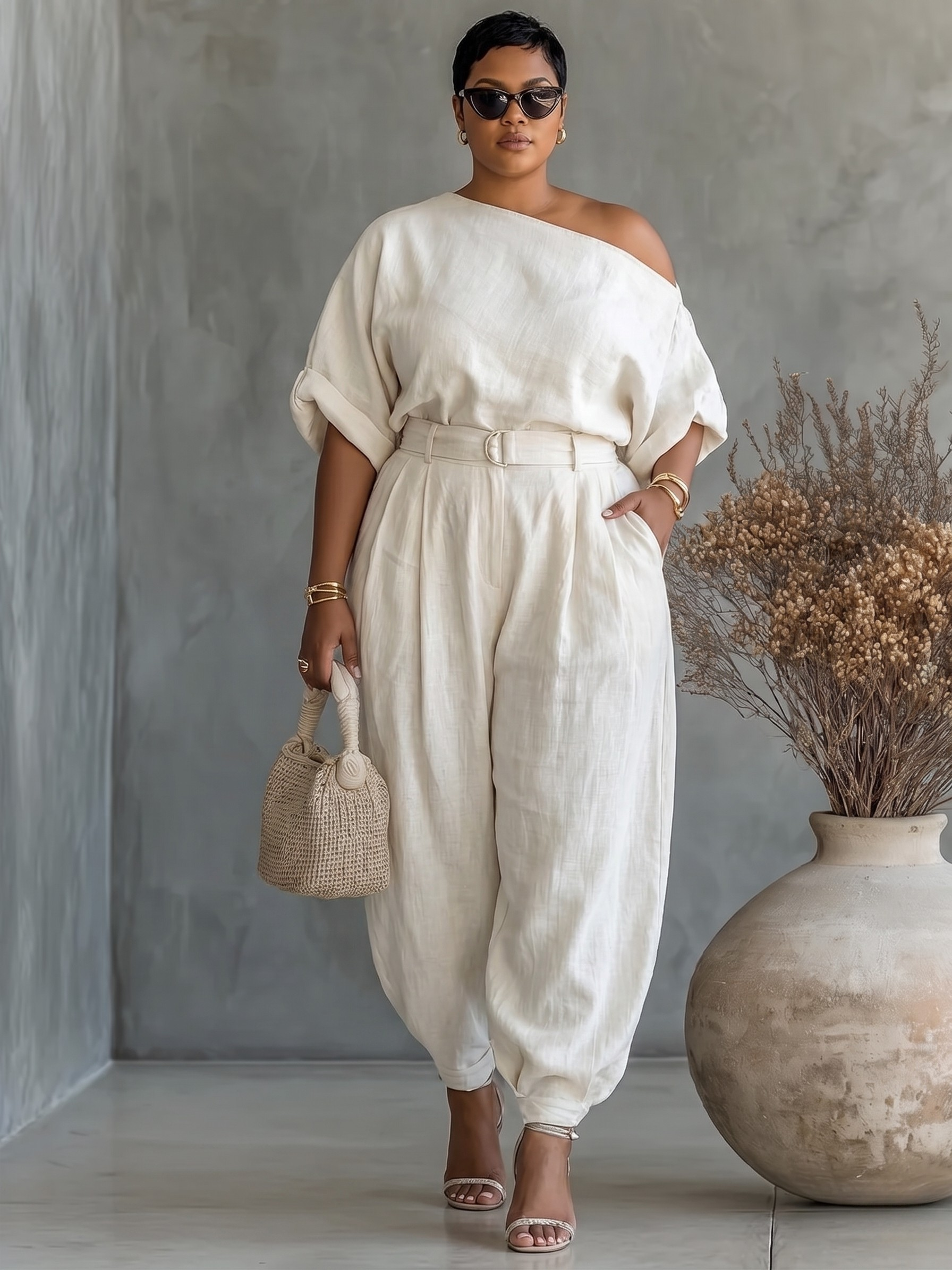 ELEANOR™ - ELEGANT ONE SHOULDER TWO-PIECE SUMMER SET