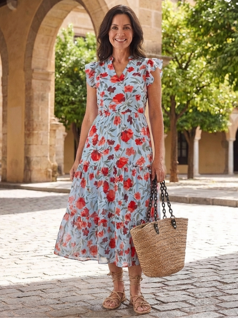 Lila™ | Tummy-Flattering Floral Midi Dress