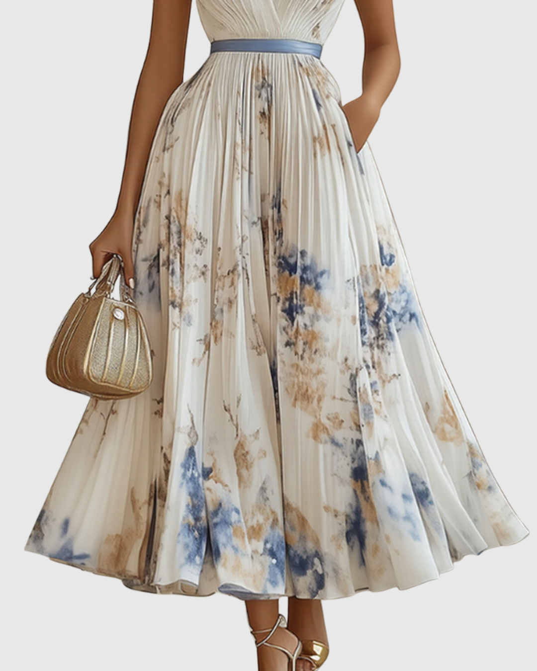 ROWELLA | Elegant Pleated Maxi Dress