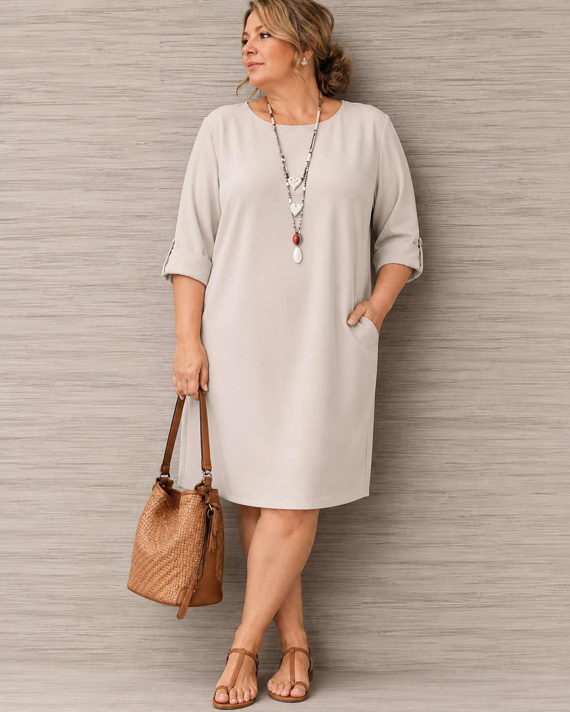 Bella™ | Casual Tummy-Flattering Midi Dress with Pockets