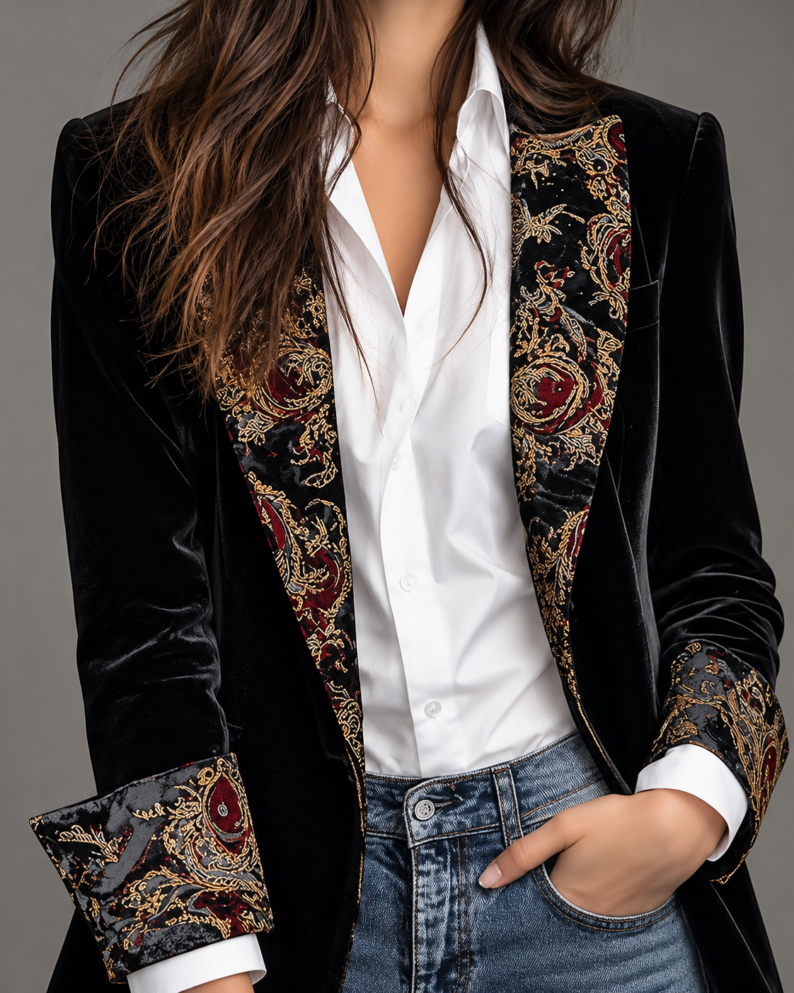 Sandra™ | Elegant Blazer with Baroque Print