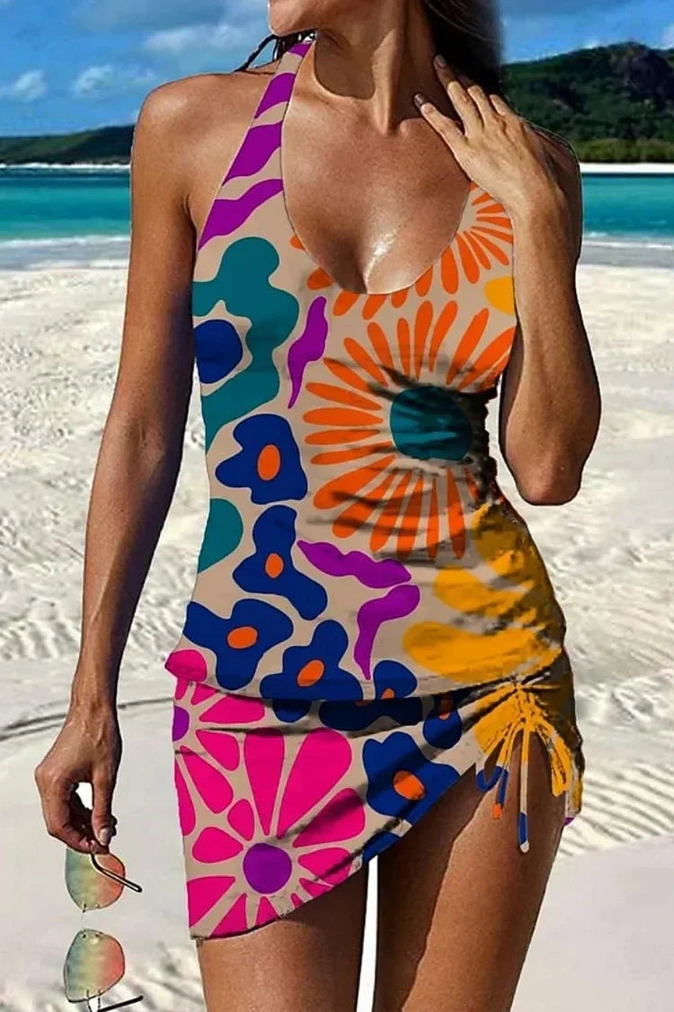 Fiesta – Graphic Floral Tankini with Shorts, Flat Tummy Effect