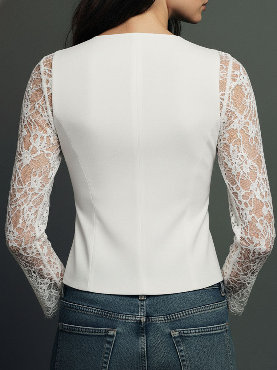 Donna™ | Elegant Blazer with Lace Sleeves