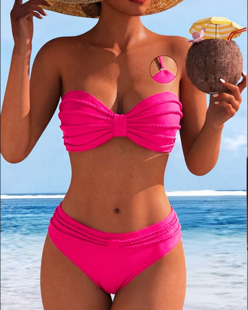 Solid Color Knotted Neck Bikini