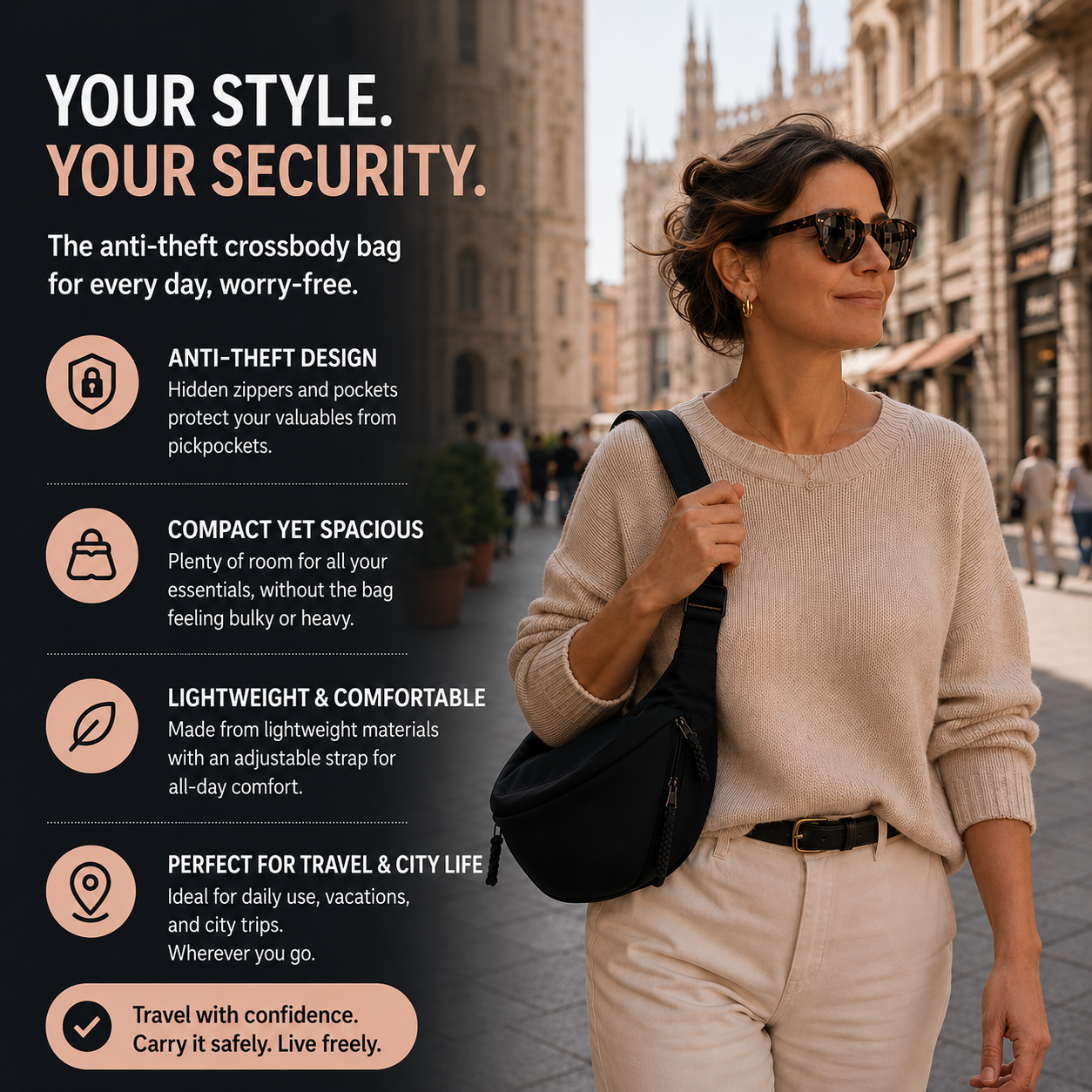 Brooklyn™ | Anti-Theft Shoulder Bag with Hidden Zippers