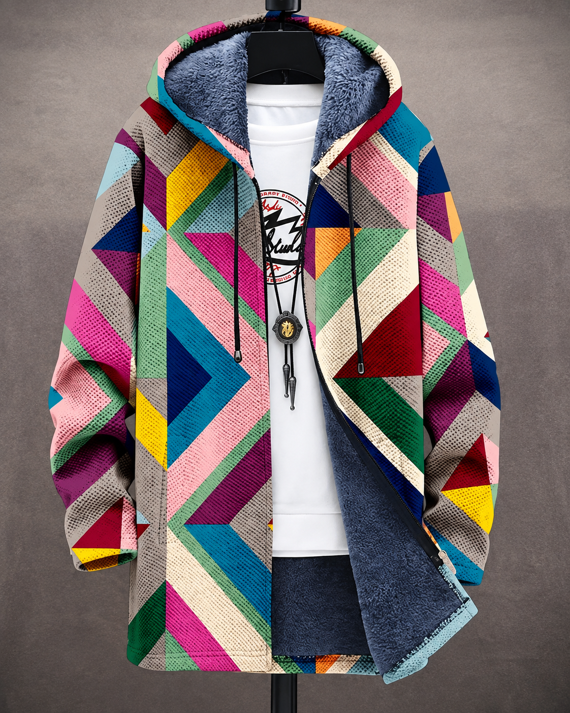 Ellie™ | Colorful Hoodie Cardigan With Geometric Print