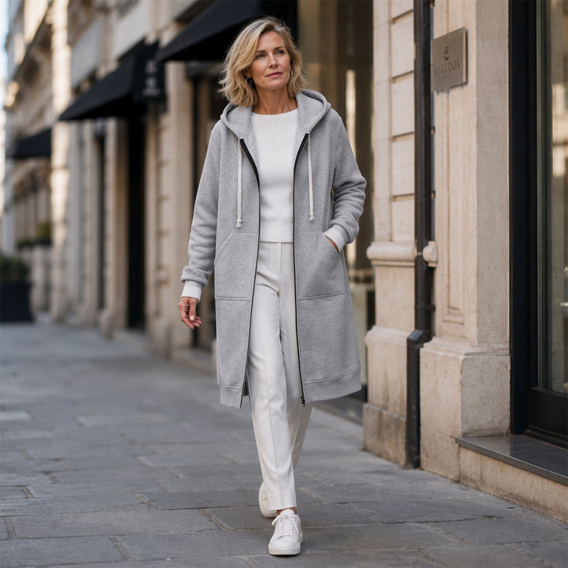 Donna™ | Long Fleece Jacket with Hood and Zip