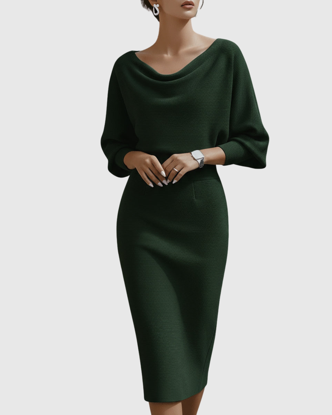 ISMERIA | Midi Dress with Batwing Sleeves