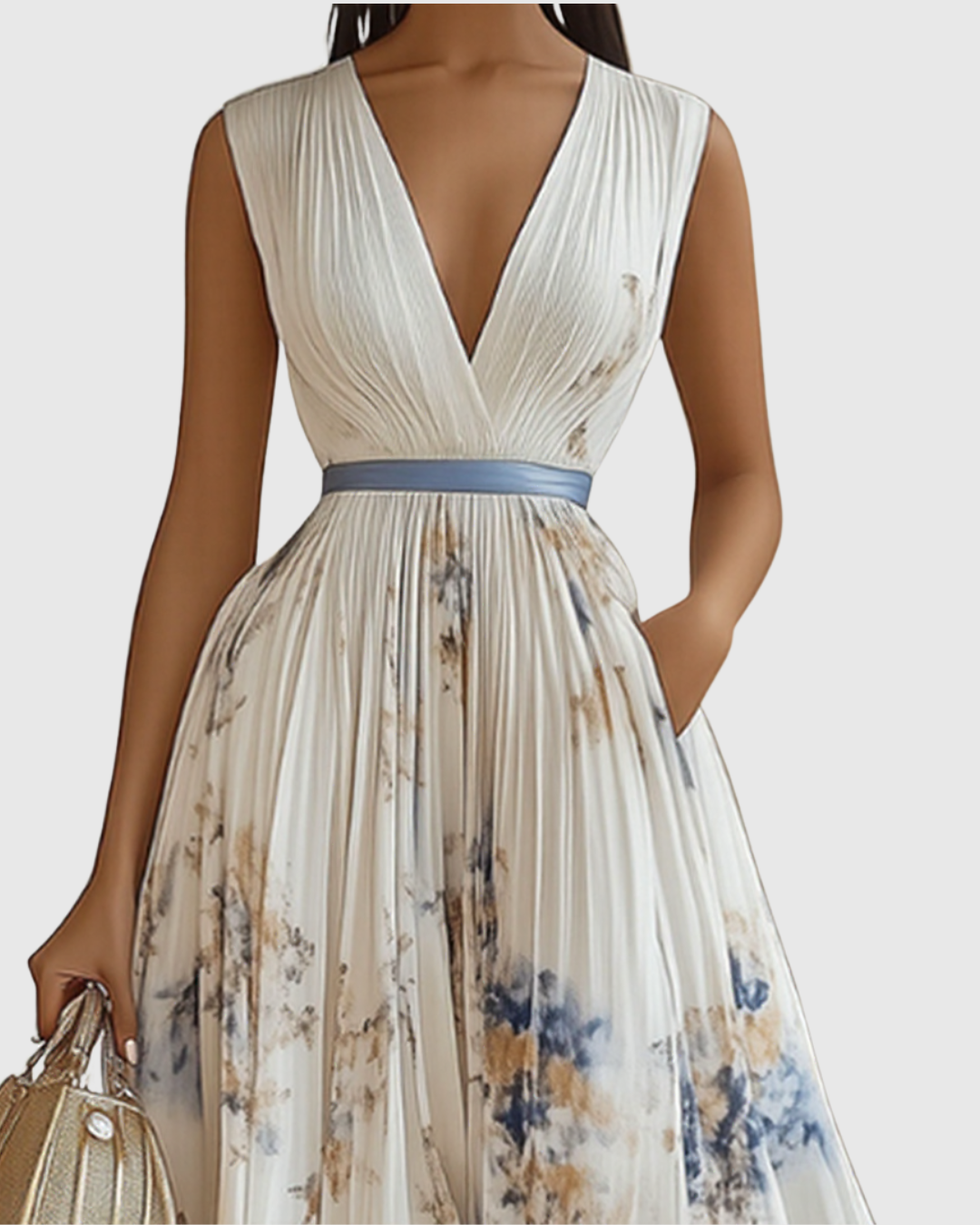 ROWELLA | Elegant Pleated Maxi Dress